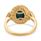Arizona Sleeping Beauty Turquoise & Natural Zircon & Zambian Emerald Ring in 18K Yellow Gold Vermeil Plated Sterling Silver 2.38 Ct.
