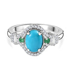 Arizona Sleeping Beauty Turquoise, Natural Zircon & Zambian Emerald Ring in Platinum Overlay Sterling Silver 1.45 Ct