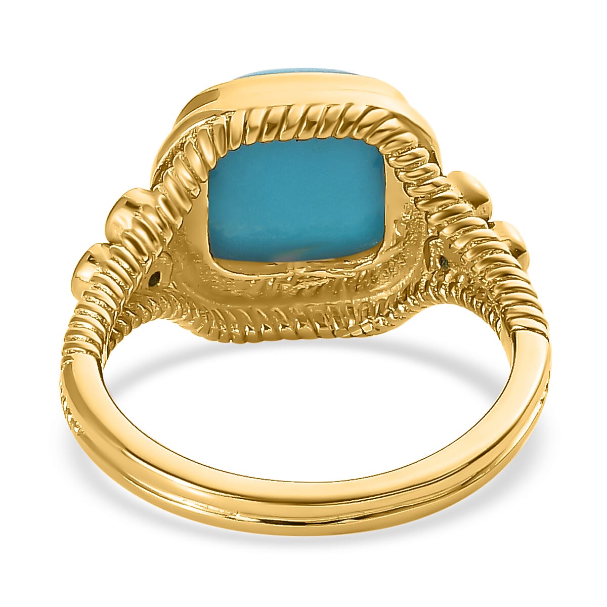 Arizona Sleeping Beauty Turquoise &amp; Zambian Emerald Ring in 18K Yellow Gold Vermeil Plated Sterling Silver 2.94 Ct. 7555816 4