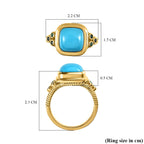 Arizona Sleeping Beauty Turquoise & Zambian Emerald Ring in 18K Yellow Gold Vermeil Plated Sterling Silver 2.94 Ct.