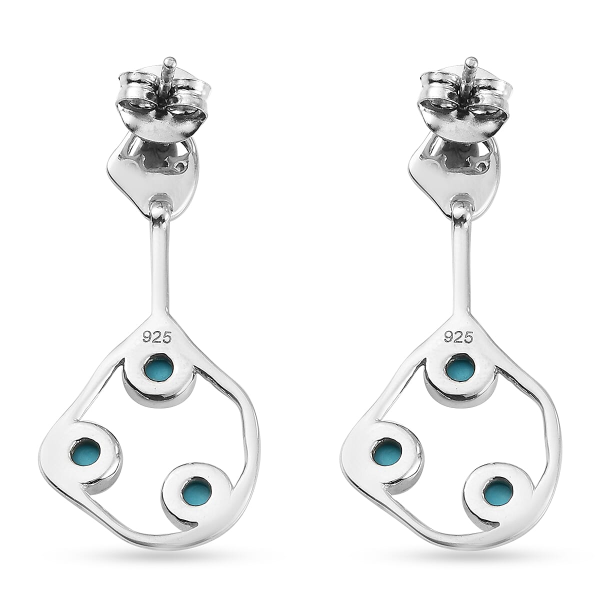 Sleeping Beauty Turquoise and Cambodian Zircon Dangle Earrings in Platinum Plated Sterling Silver 7603055 5