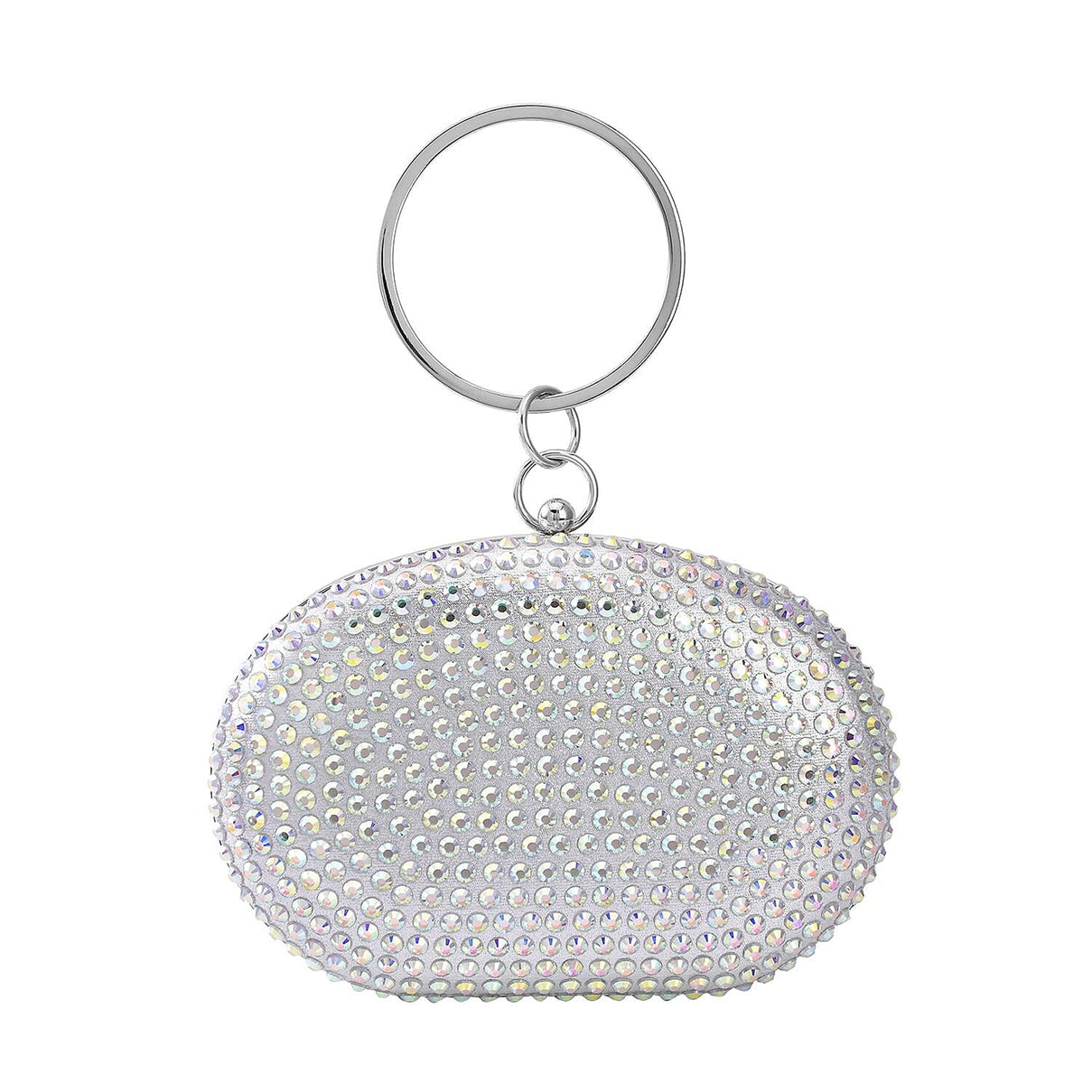 Small Elegant Crystal Studded Wristlet Clutch - Silver 7154957 1