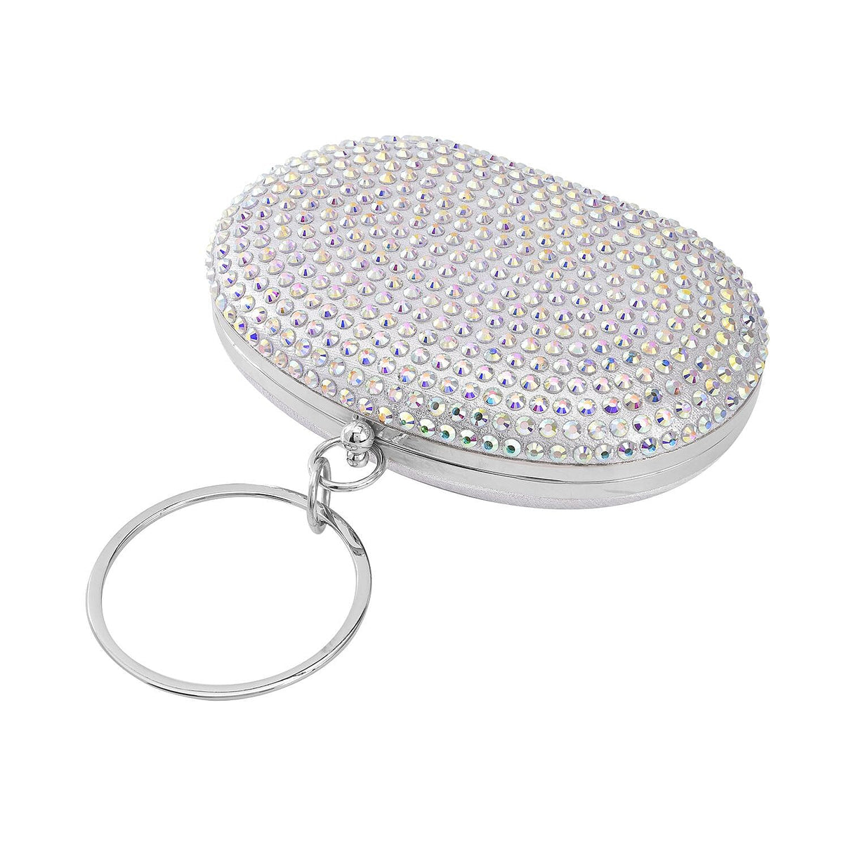 Small Elegant Crystal Studded Wristlet Clutch - Silver 7154957 4