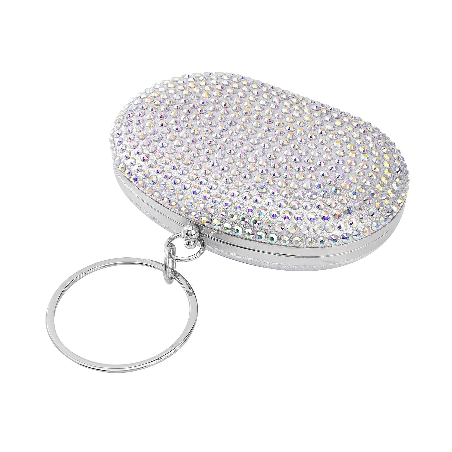 Small Elegant Crystal Studded Wristlet Clutch - Silver 7154957 4