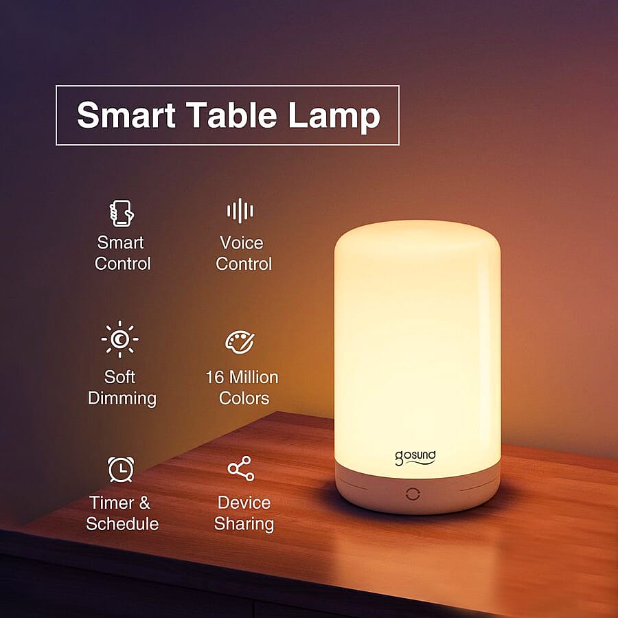 Gosund Smart Colour Changing LED Table Lamp with Voice Control and Soft Dimming Feature - Grey 7166800 1