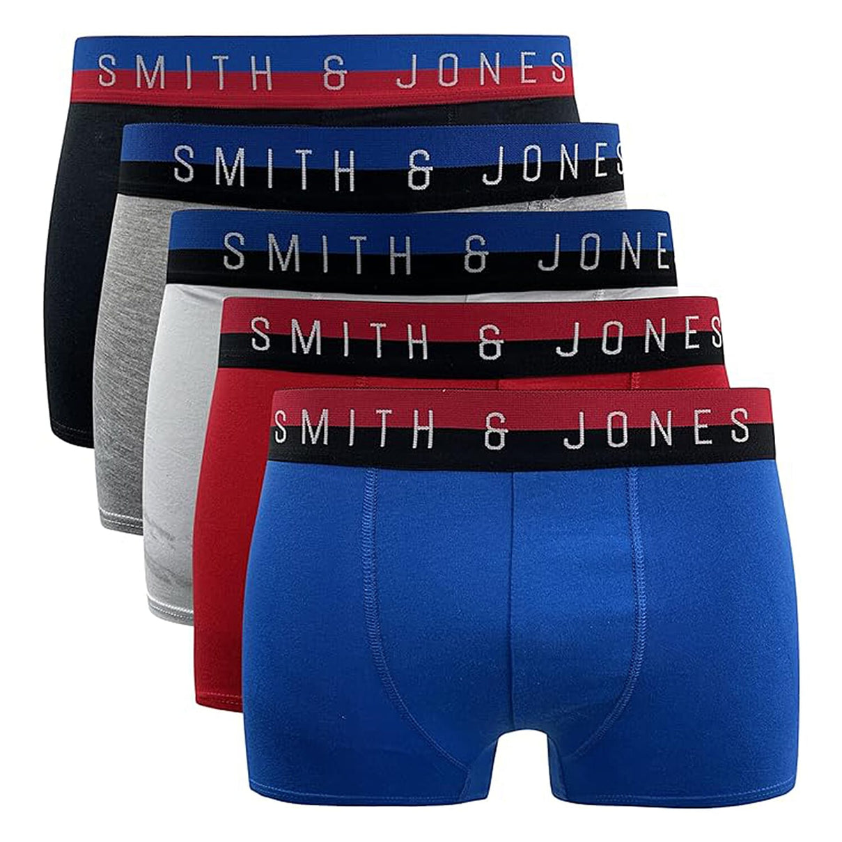 Smith &amp; Jones Pack of 5 100% Cotton Boxers Shorts Trunk (Size L) - Blue &amp; Multi 7793522 0