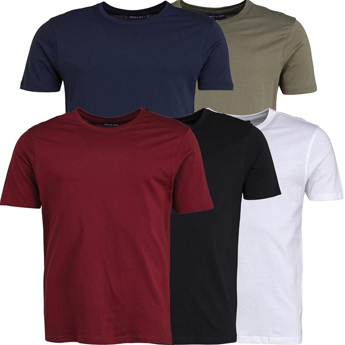 Smith and Jones Pack of 5 - Pure Cotton Knitted Crew Neck Tee V32516518 0