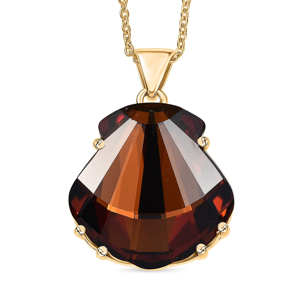 Closeout Deal - Smoked Topaz Swarovski Crystal Pendant with Chain (Size 20) in Yellow Gold Tone 29.50 Ct.