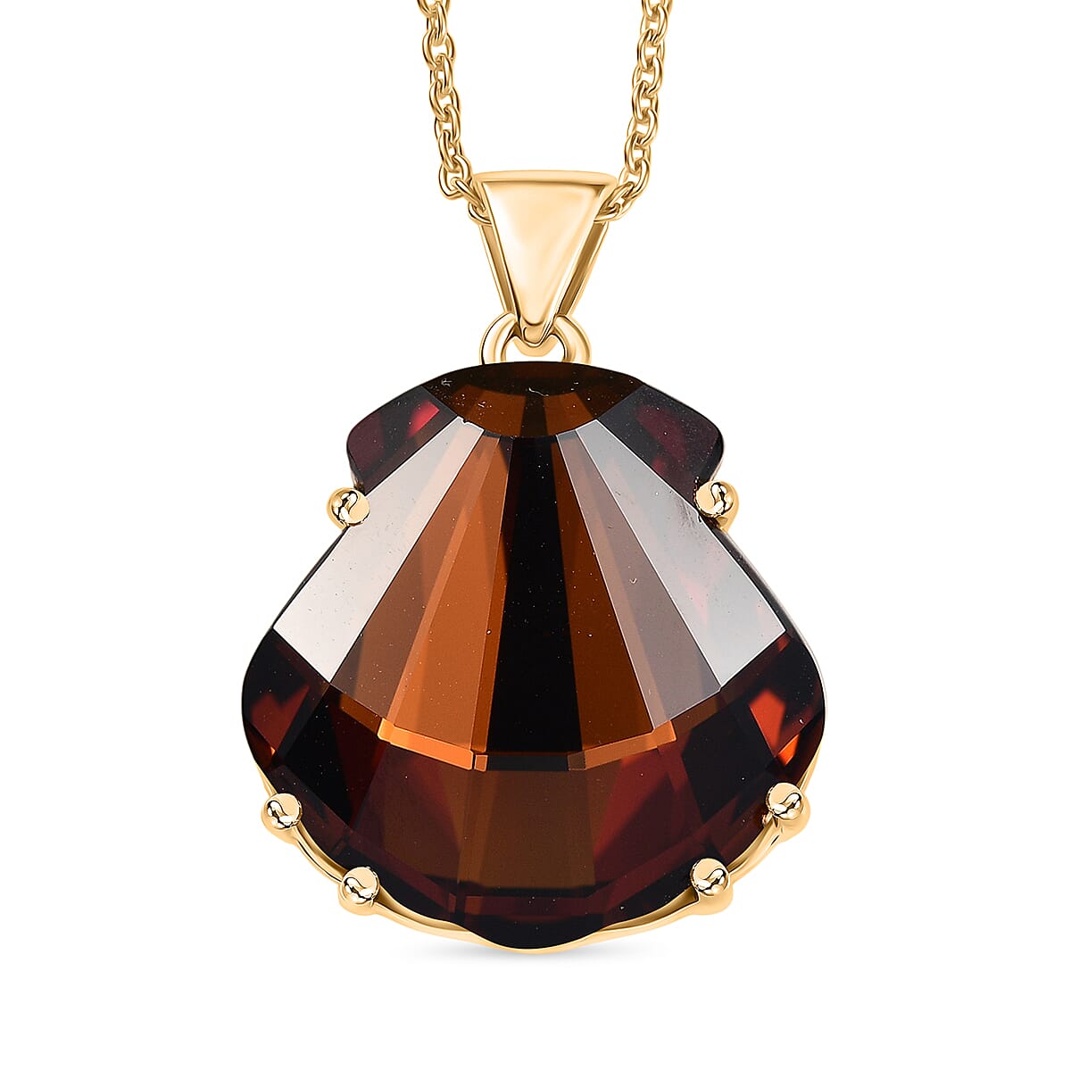 Closeout Deal - Smoked Topaz Swarovski Crystal Pendant with Chain (Size 20) in Yellow Gold Tone 29.50 Ct. 4373890 0