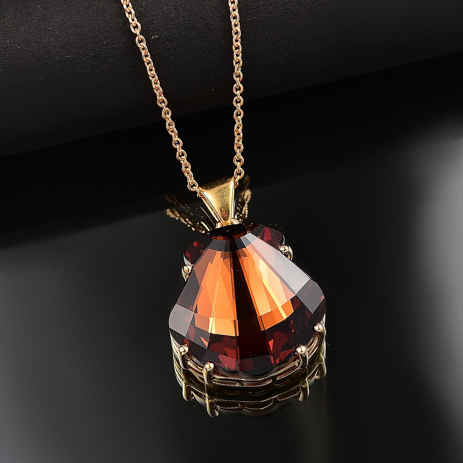 Closeout Deal - Smoked Topaz Swarovski Crystal Pendant with Chain (Size 20) in Yellow Gold Tone 29.50 Ct. 4373890 3