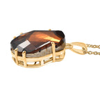 Closeout Deal - Smoked Topaz Swarovski Crystal Pendant with Chain (Size 20) in Yellow Gold Tone 29.50 Ct.