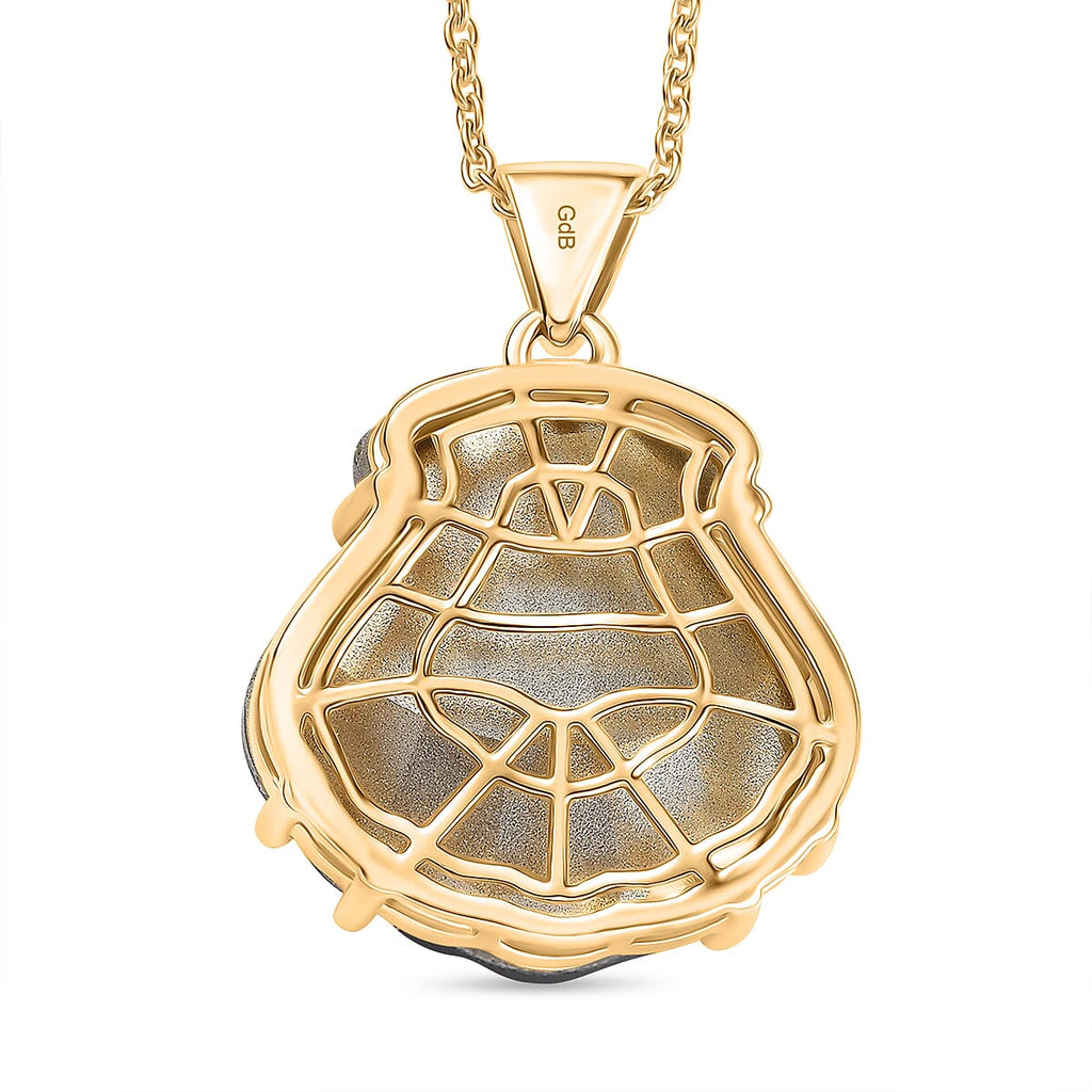 Closeout Deal - Smoked Topaz Swarovski Crystal Pendant with Chain (Size 20) in Yellow Gold Tone 29.50 Ct.