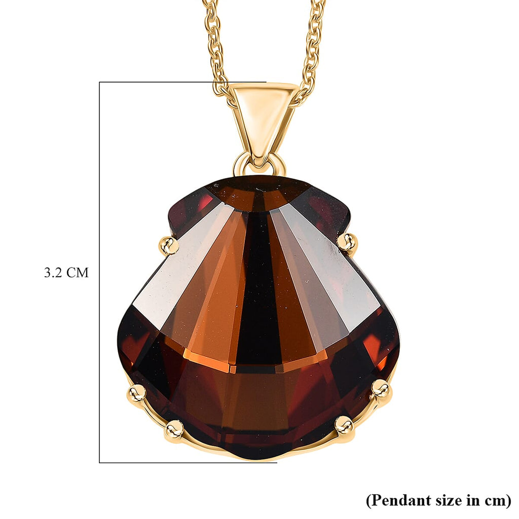 Closeout Deal - Smoked Topaz Swarovski Crystal Pendant with Chain (Size 20) in Yellow Gold Tone 29.50 Ct.