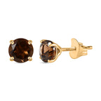 Smoky Quartz 2 Stone Earrings in 18K Vermeil YG Plated Sterling Silver