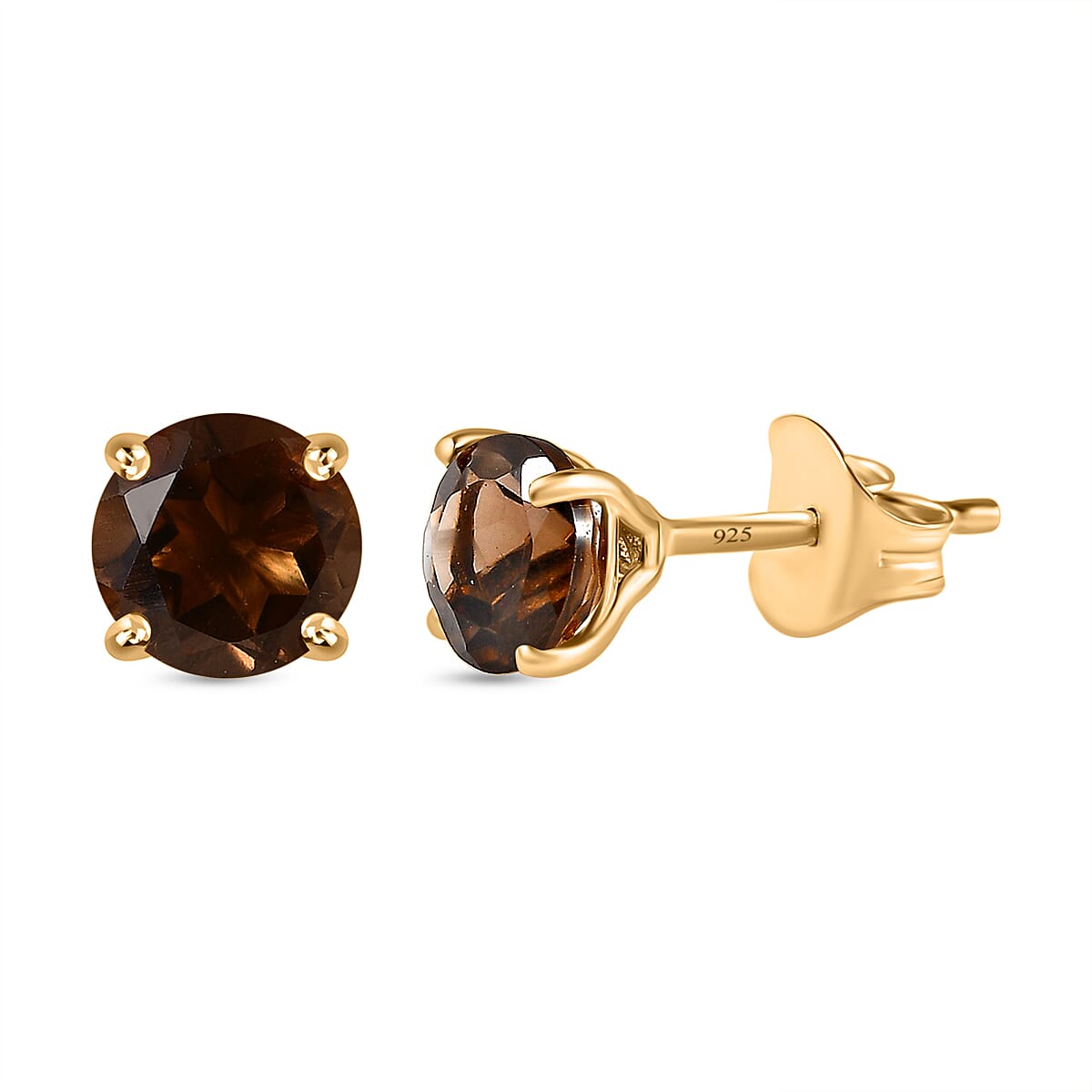 Smoky Quartz 2 Stone Earrings in 18K Vermeil YG Plated Sterling Silver 7509196 0