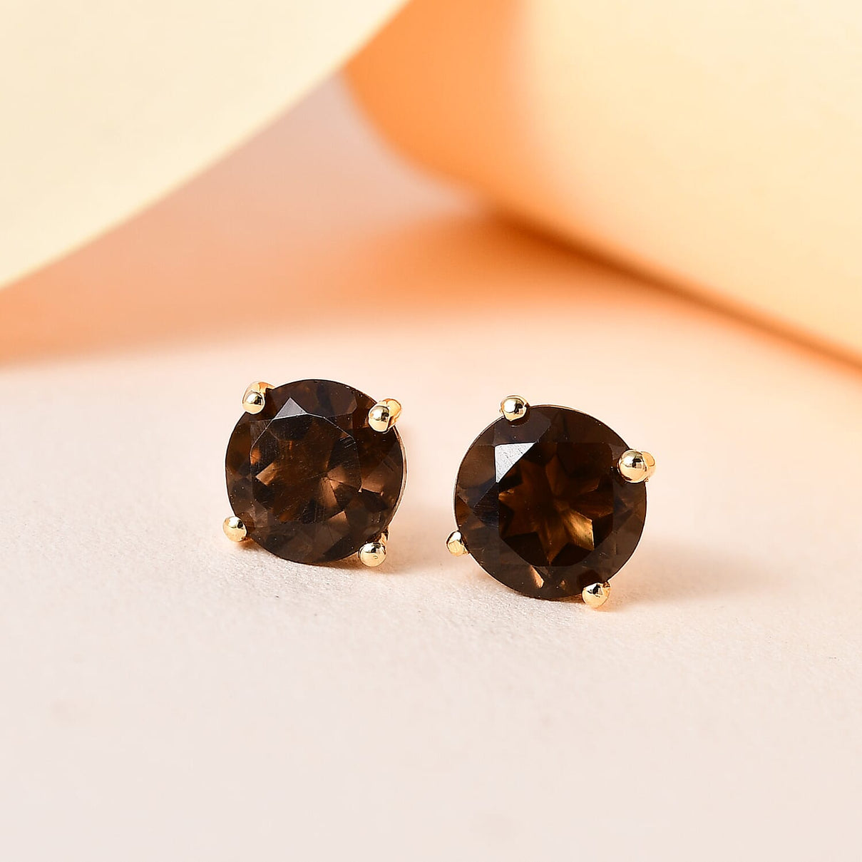Smoky Quartz 2 Stone Earrings in 18K Vermeil YG Plated Sterling Silver 7509196 2