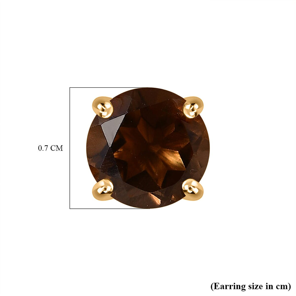Smoky Quartz 2 Stone Earrings in 18K Vermeil YG Plated Sterling Silver