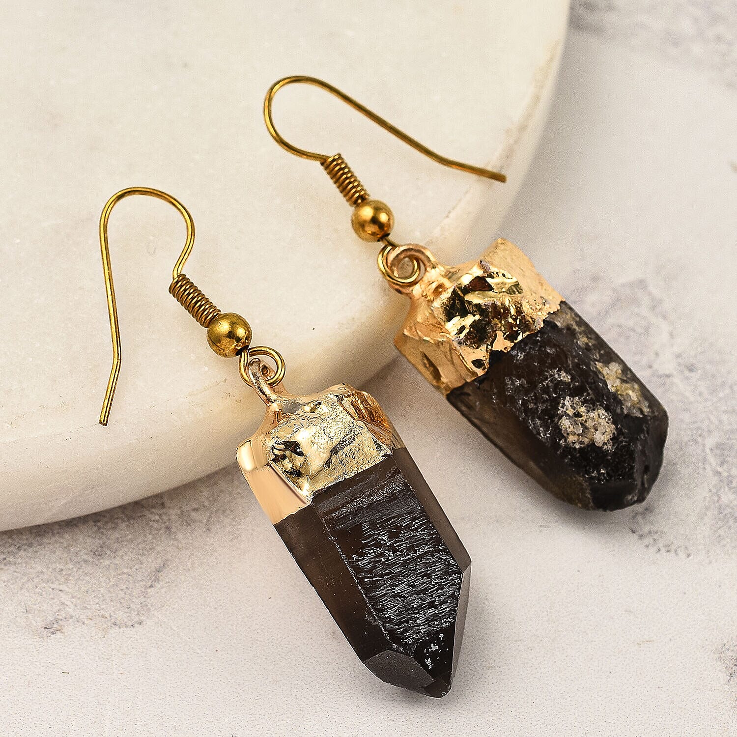 Smoky Quartz Earrings in Gold Tone 14.00 Ct 7507439 1