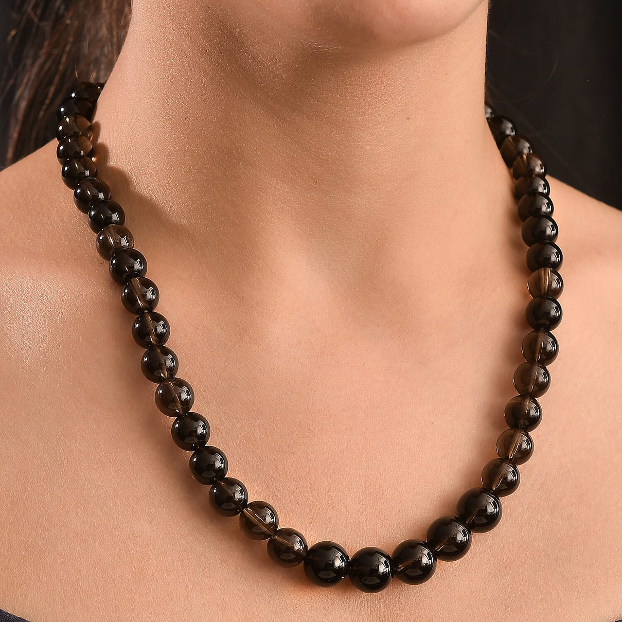 Supreme Brazilian Smoky Quartz Necklace (Size - 20-2 Ext) with Lobster Clasp in Rhodium Overlay Sterling Silver 360.00 Ct. 8163930 2