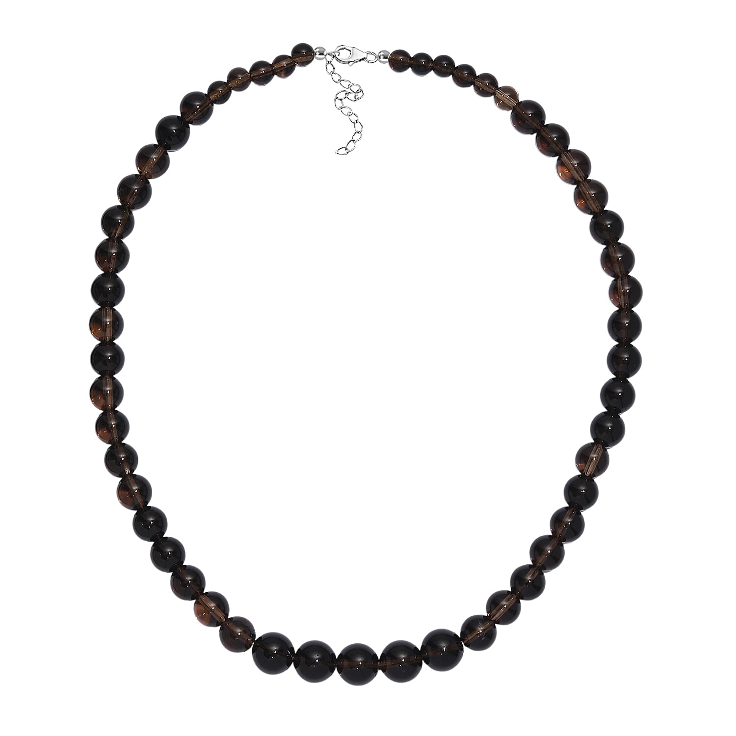 Supreme Brazilian Smoky Quartz Necklace (Size - 20-2 Ext) with Lobster Clasp in Rhodium Overlay Sterling Silver 360.00 Ct. 8163930 4