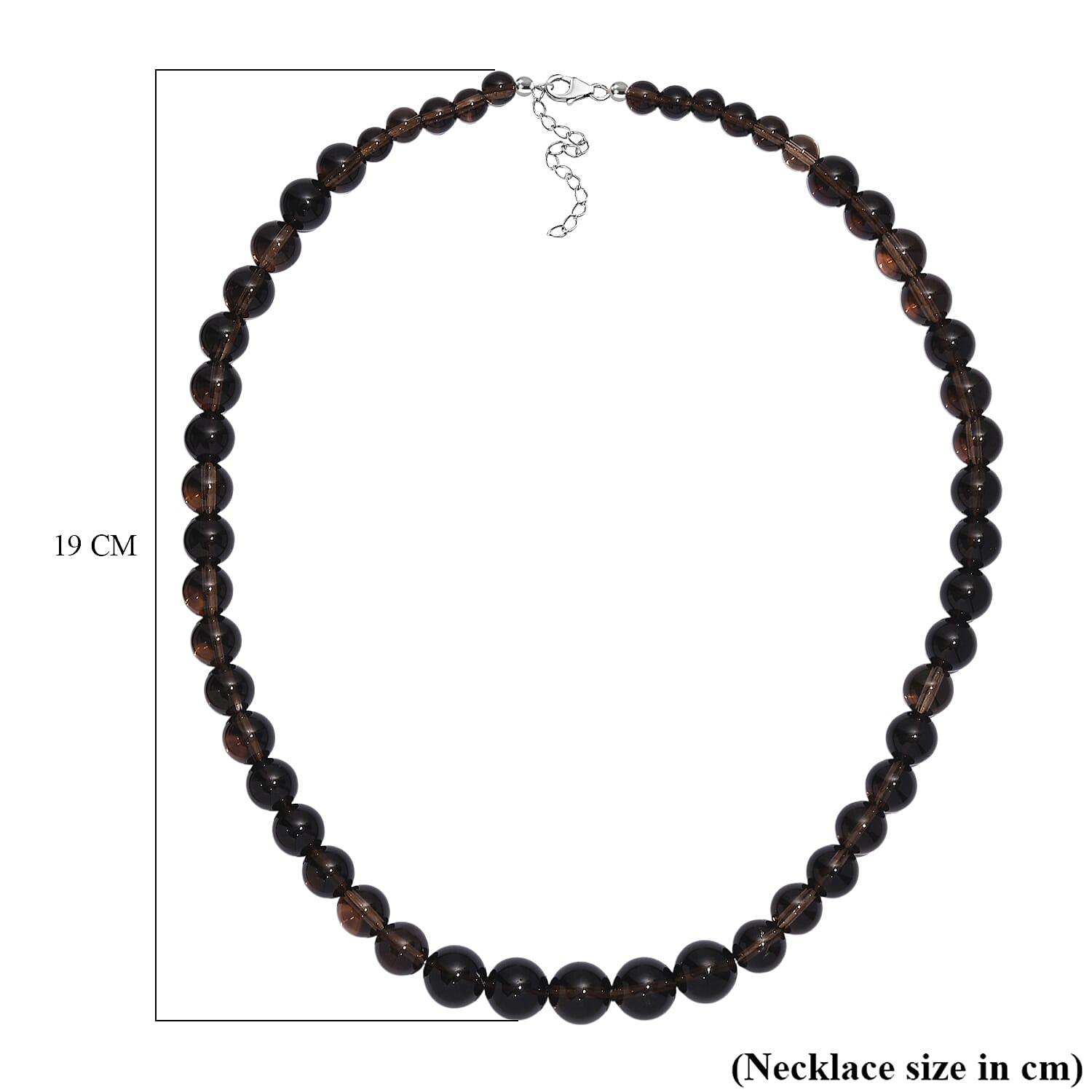 Supreme Brazilian Smoky Quartz Necklace (Size - 20-2 Ext) with Lobster Clasp in Rhodium Overlay Sterling Silver 360.00 Ct. 8163930 6