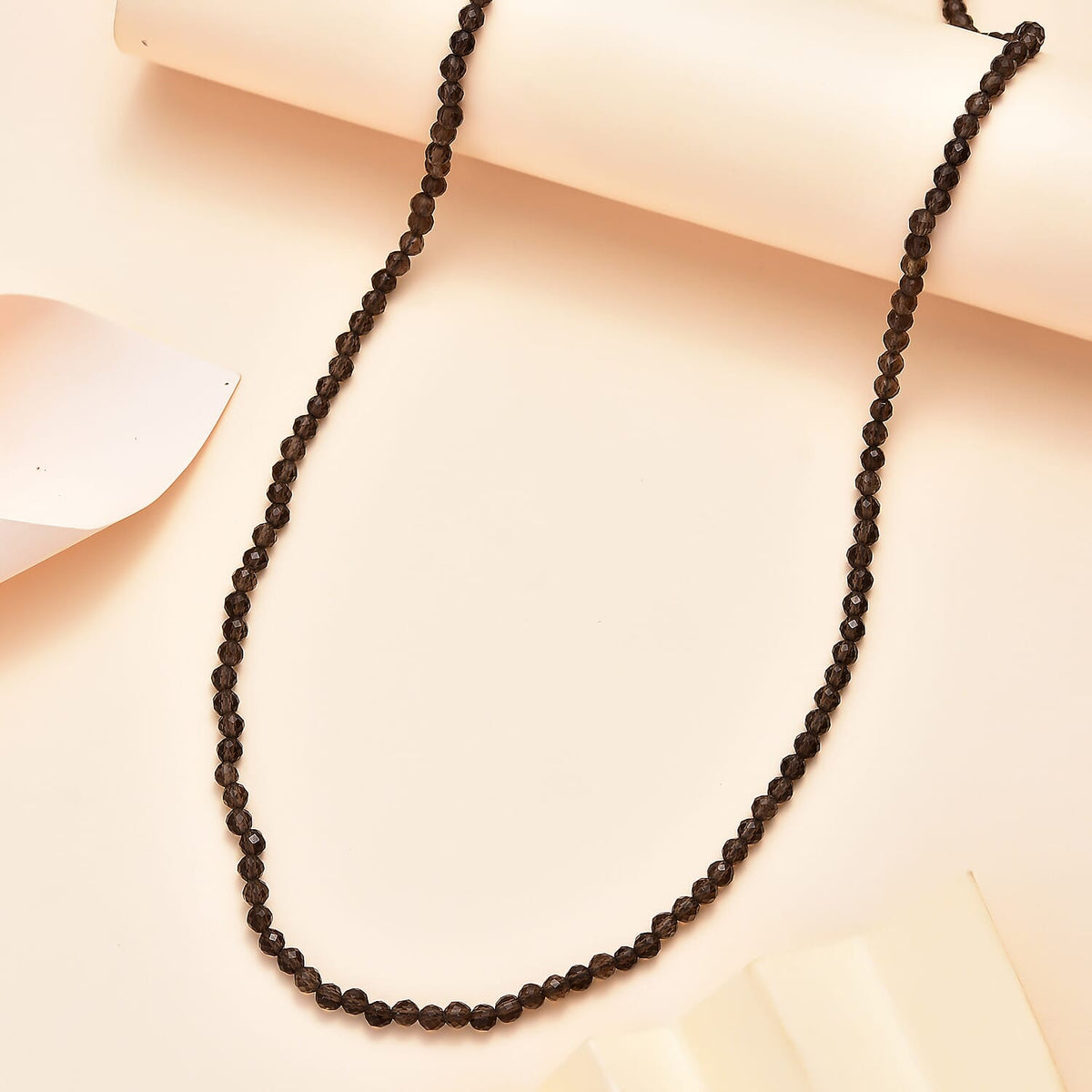 Smoky Quartz Necklace (Size - 20) in Rhodium Overlay Sterling Silver 35.0 Ct. 7955940 2