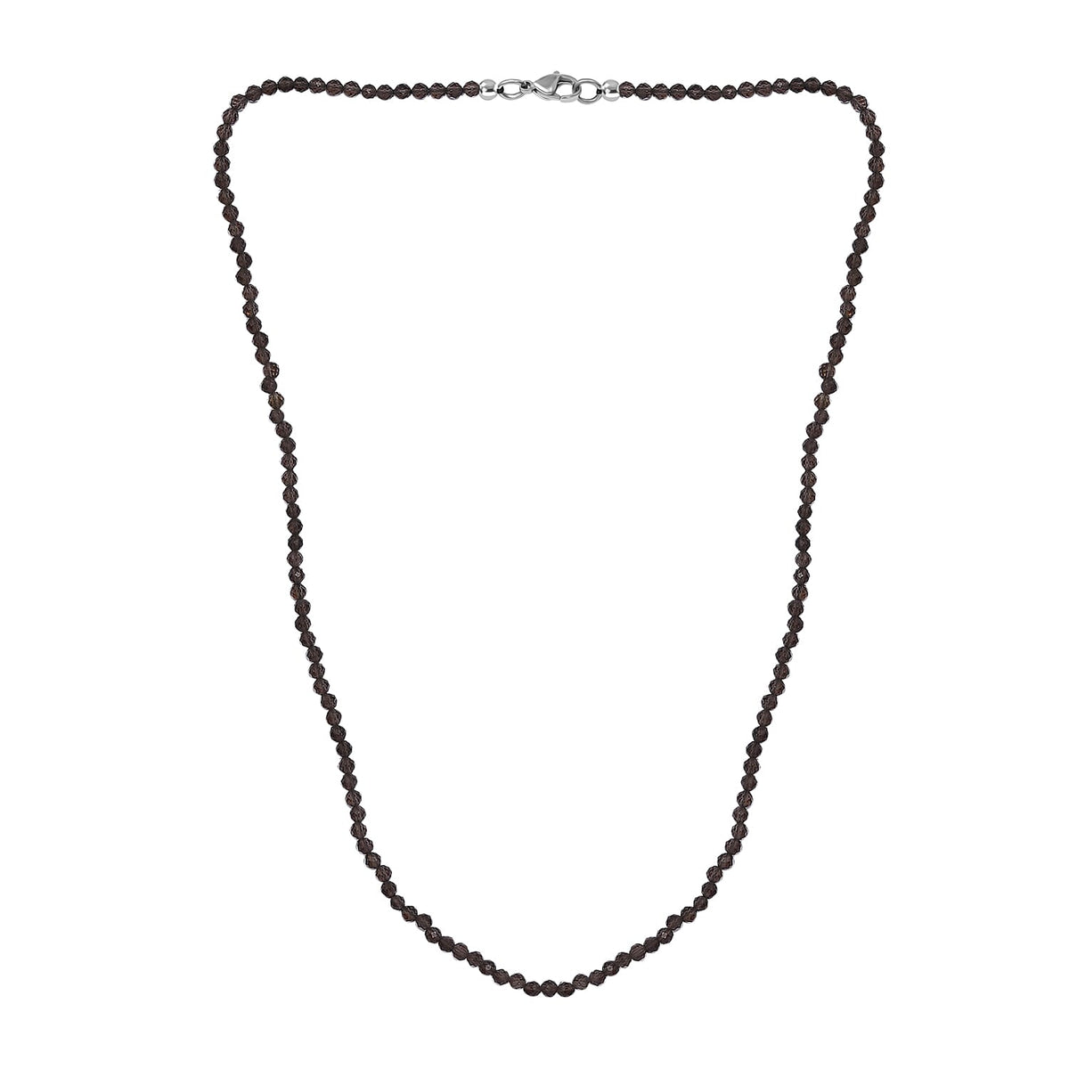 Smoky Quartz Necklace (Size - 20) in Rhodium Overlay Sterling Silver 35.0 Ct. 7955940 4