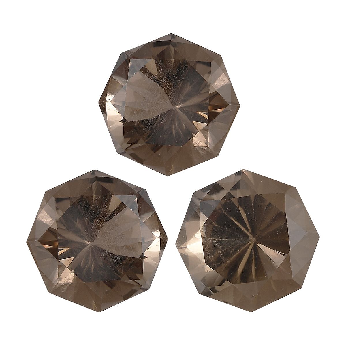 Set of 3 Smoky Quartz Loose Gemstone in Octillion Cut (10 mm) 7733733 0