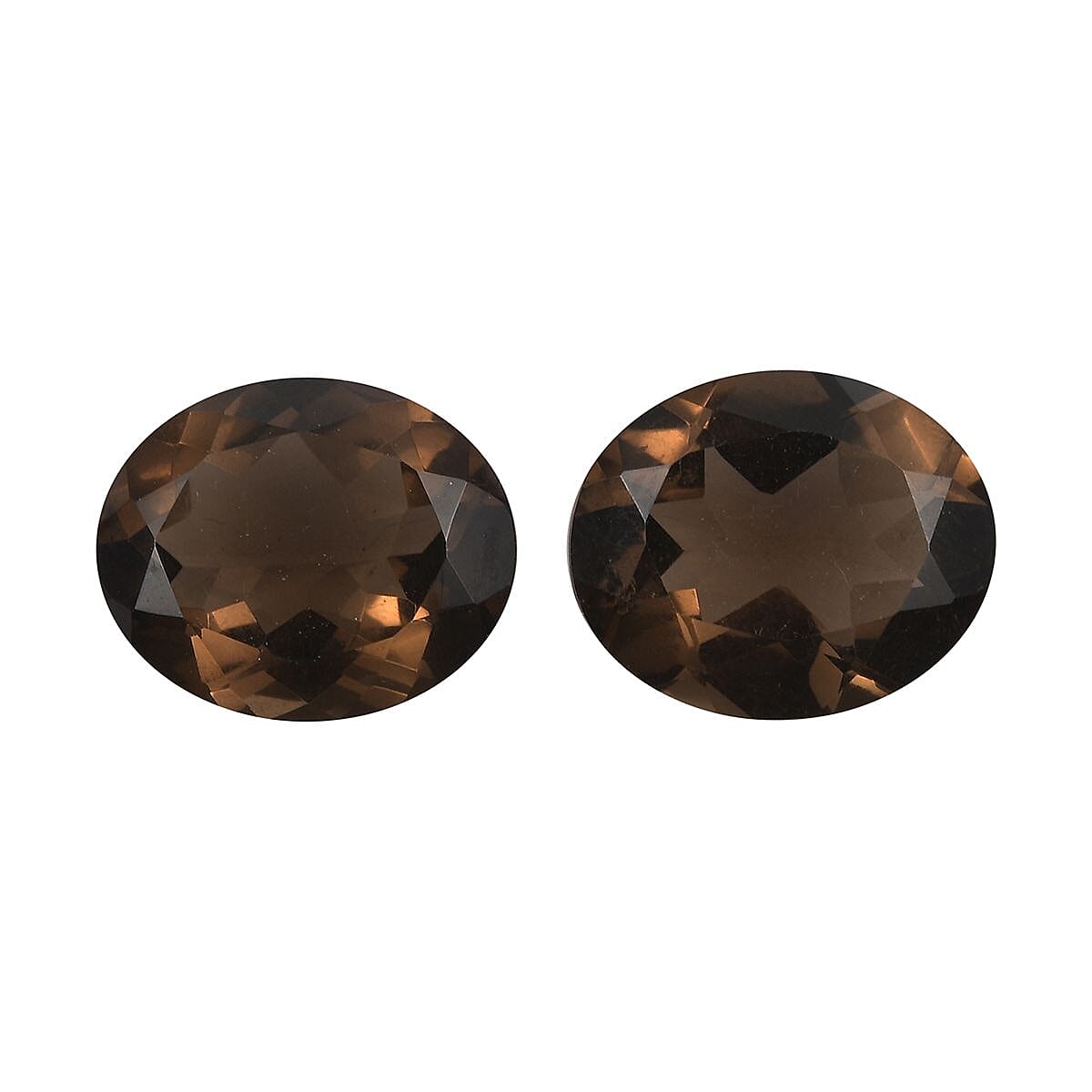 Set of 2 Smoky Quartz Loose Gemstones in Oval Shape (12x10mm) 7787431 0