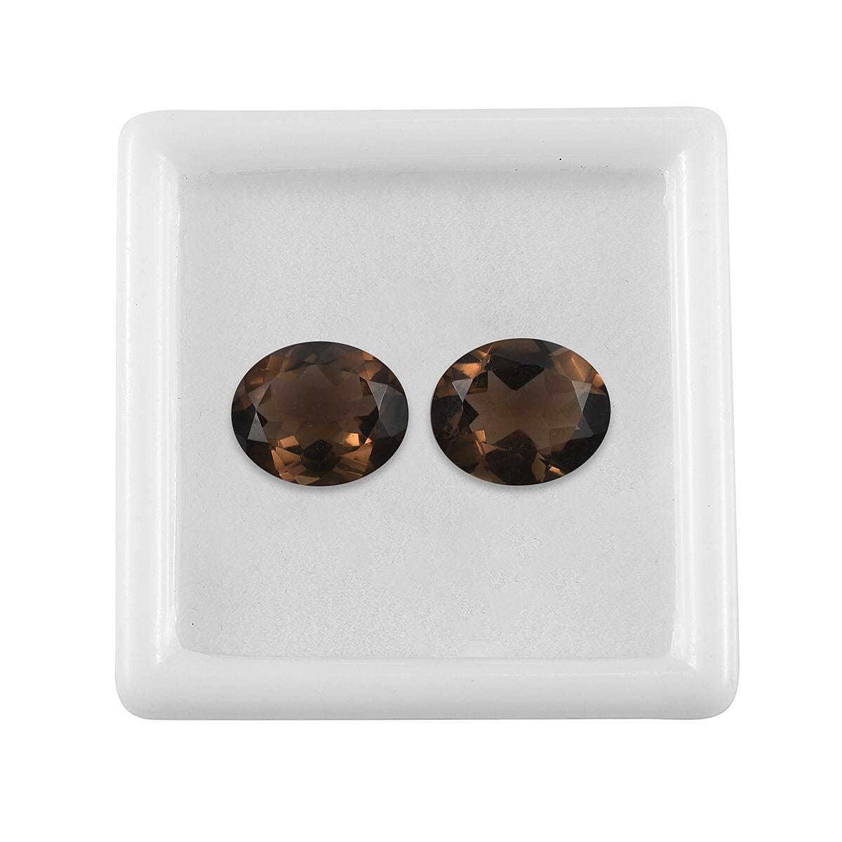 Set of 2 Smoky Quartz Loose Gemstones in Oval Shape (12x10mm) 7787431 4