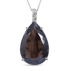 Brazilian Smoky Quartz Necklace in Rhodium Overlay Sterling Silver 100 Ct