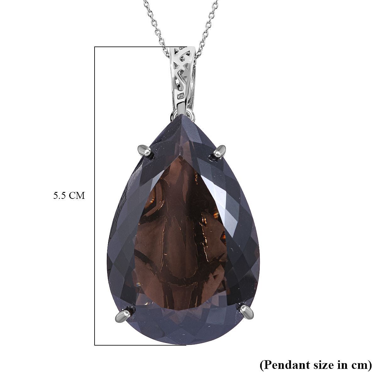 Brazilian Smoky Quartz Necklace in Rhodium Overlay Sterling Silver 100 Ct 4004408 6