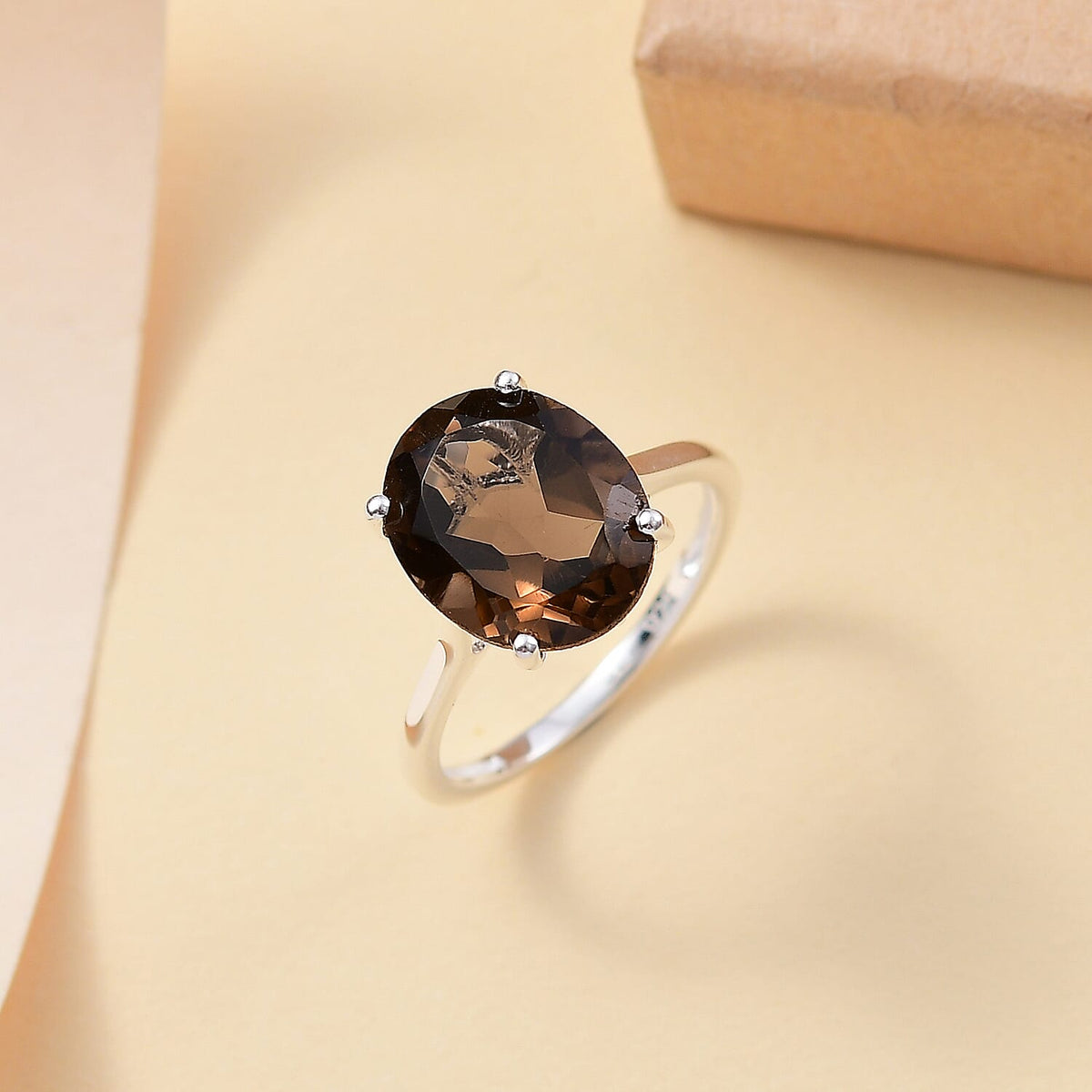 Smoky Quartz Solitaire Ring in Sterling Silver 4.50 ct 7859588 1
