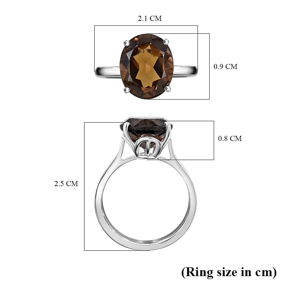 Smoky Quartz Solitaire Ring in Sterling Silver 4.50 ct 7859588 5