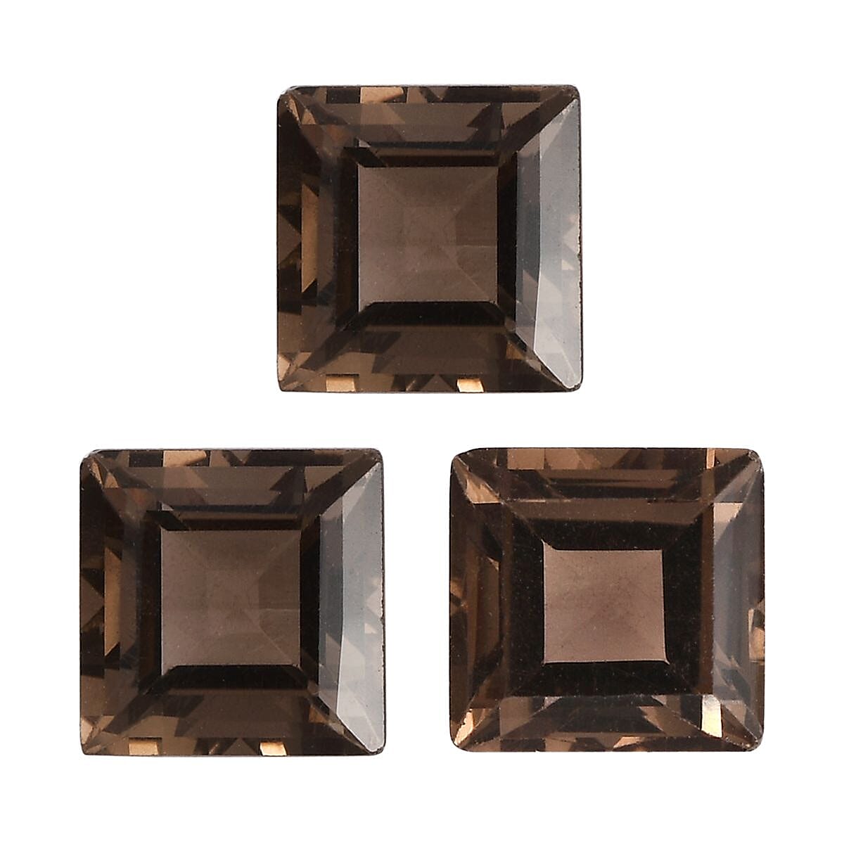 Set of 3 Smoky Quartz Loose Gemstone in Square Cut (7 mm) 7734264 0