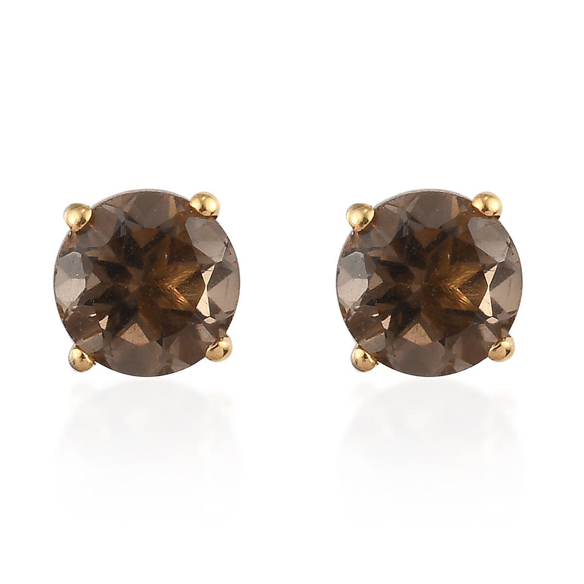 Smoky Quartz Stud Earrings (with Push Back) in 18K Yellow Gold Vermeil Plated Sterling Silver 1.58 Ct 3815292 0