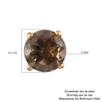 Smoky Quartz Stud Earrings (with Push Back) in 18K Yellow Gold Vermeil Plated Sterling Silver 1.58 Ct