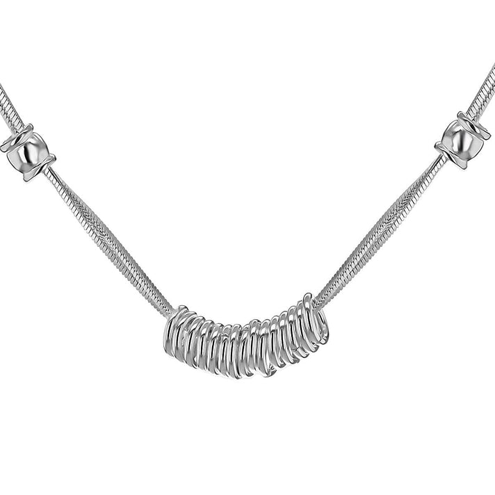 Sterling Silver Polished Rings Snake Chain Necklace 18 Inch 7316443 1
