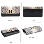 Snake Print Two-Tone Wallet Crossbody Bag with Chain Strap - Multicolour