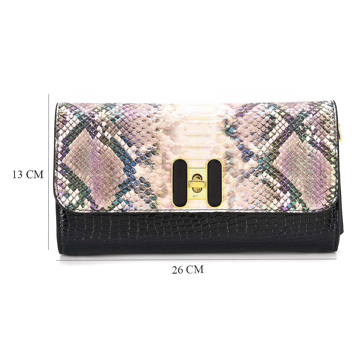 Snake Print Two-Tone Wallet Crossbody Bag with Chain Strap 8256522 8