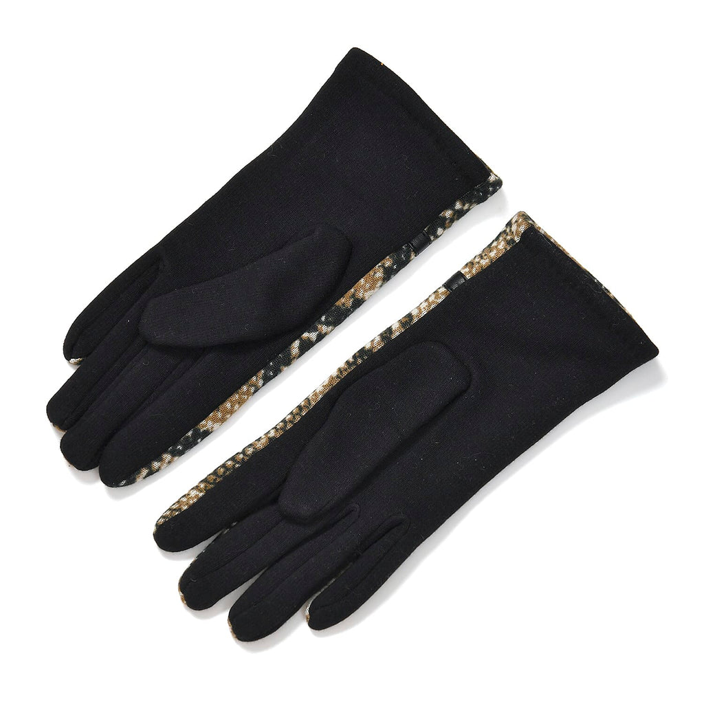 Snake Skin Print Benie Hat and Gloves Set - Brown