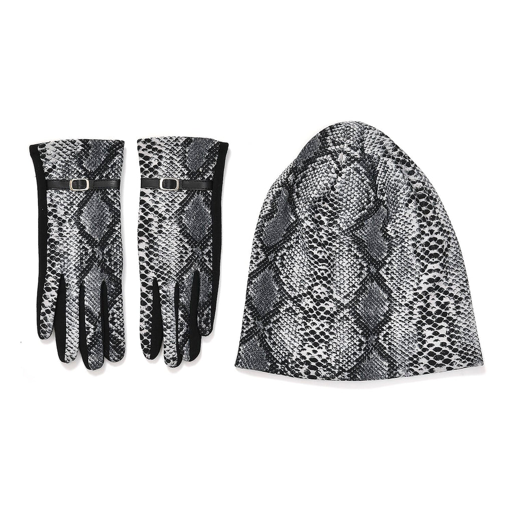 Leopard Print Benie Hat and Gloves Set