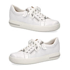 CAPRICE Leather Zipper Detailing Low-top Sneakers (Size 6.5) - White