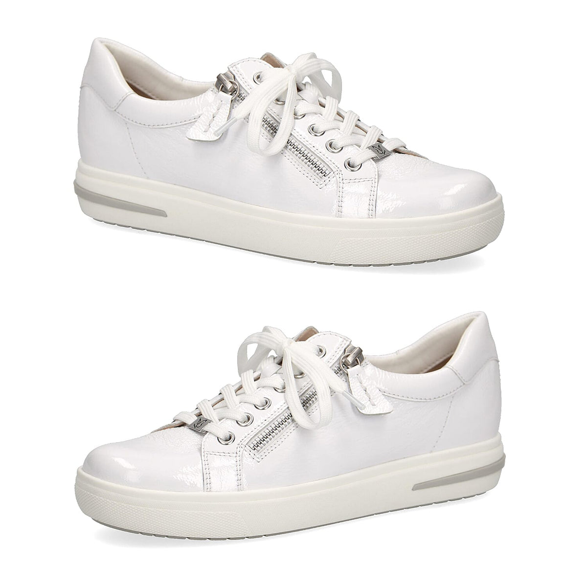 CAPRICE Leather Zipper Detailing Low-top Sneakers - White 6306285 1