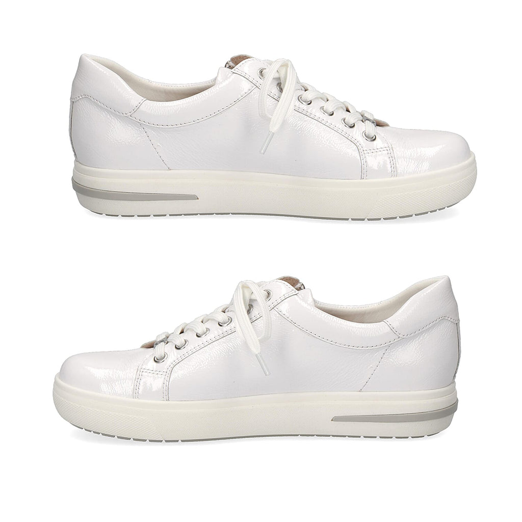 CAPRICE Leather Zipper Detailing Low-top Sneakers (Size 6.5) - White