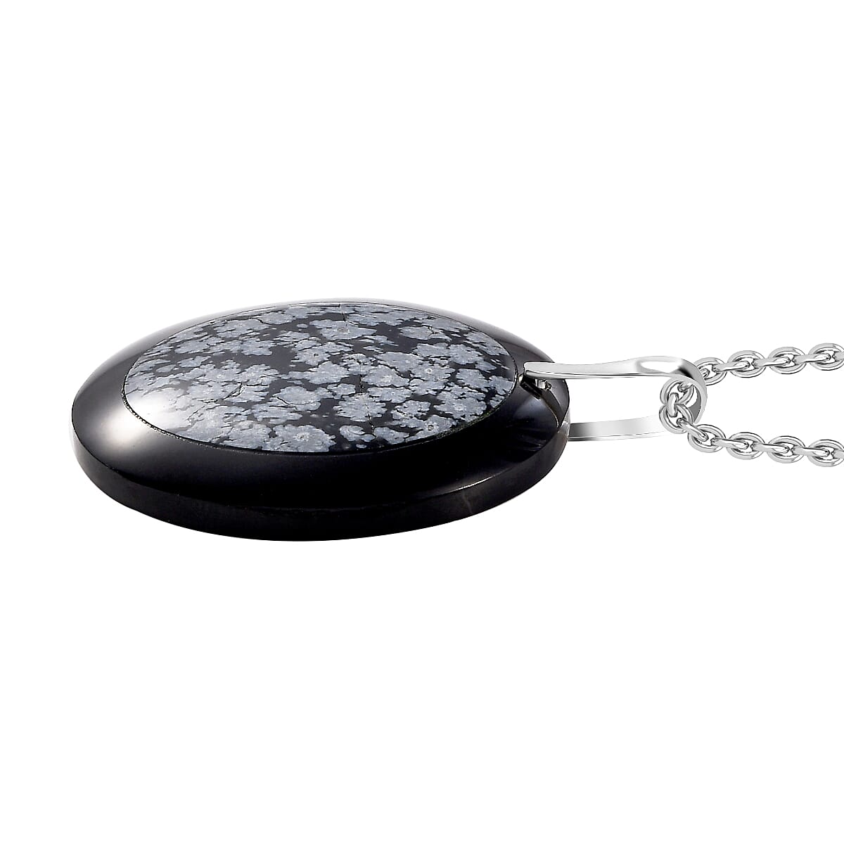 Close Out Deal- Snow Flake Obsidian Pendant with Chain (Size 20) 73.00 Ct. 4300021 3