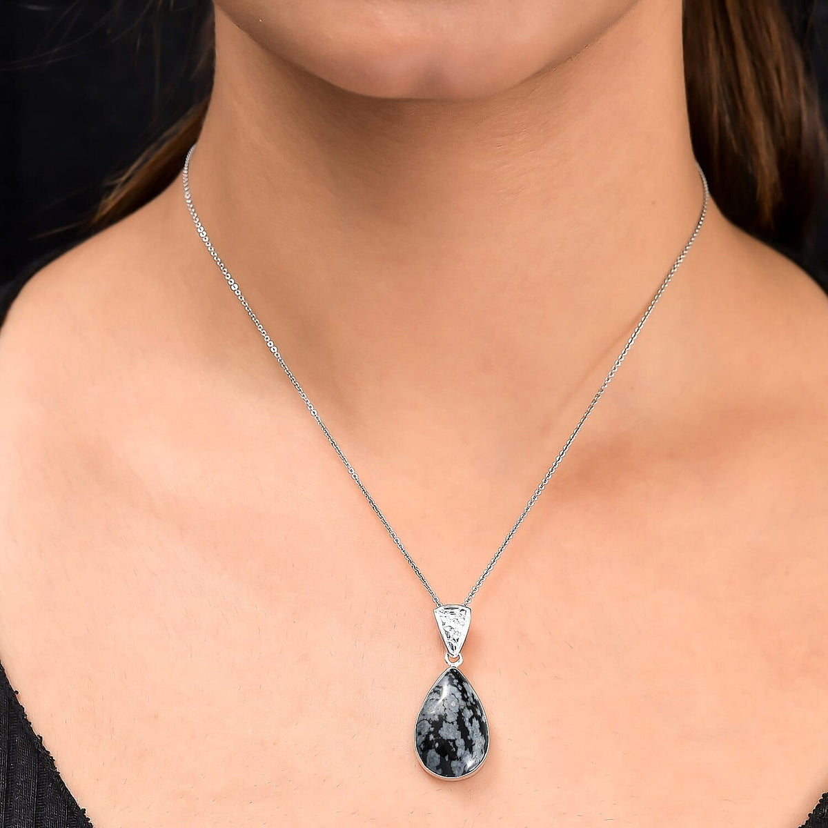 Snow Flake Obsidian in Pendant Sterling Silver 11.86 Ct. 7310897 2