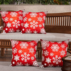 Set of 4 Christmas cushion cover with snowflake pattern