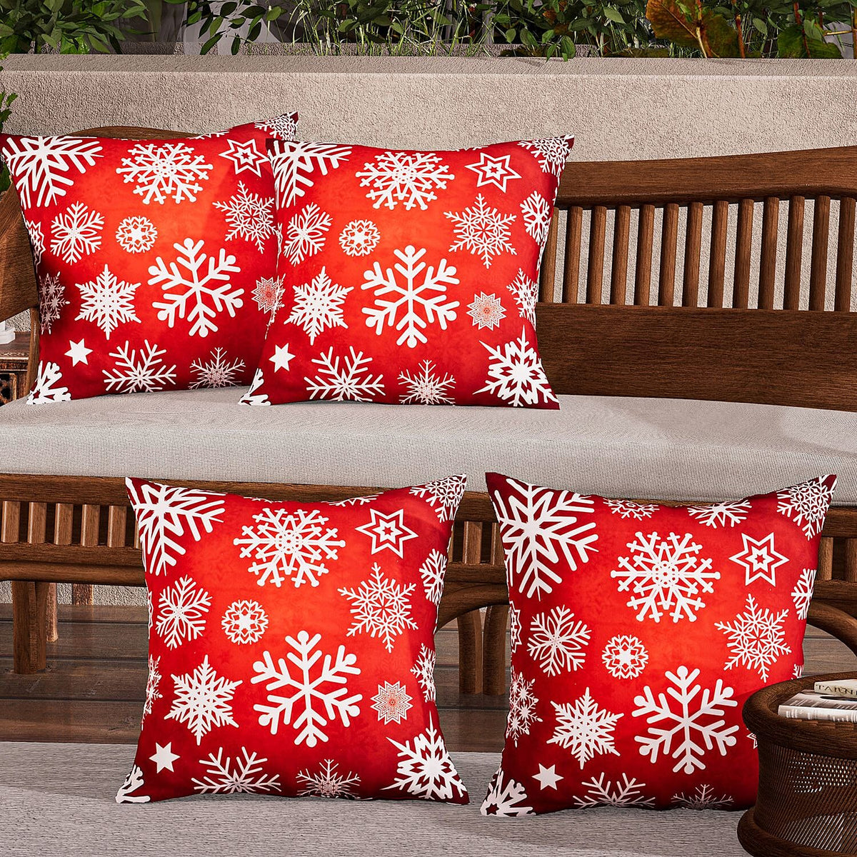 Set of 4 Christmas cushion cover with snowflake pattern 7588078 2