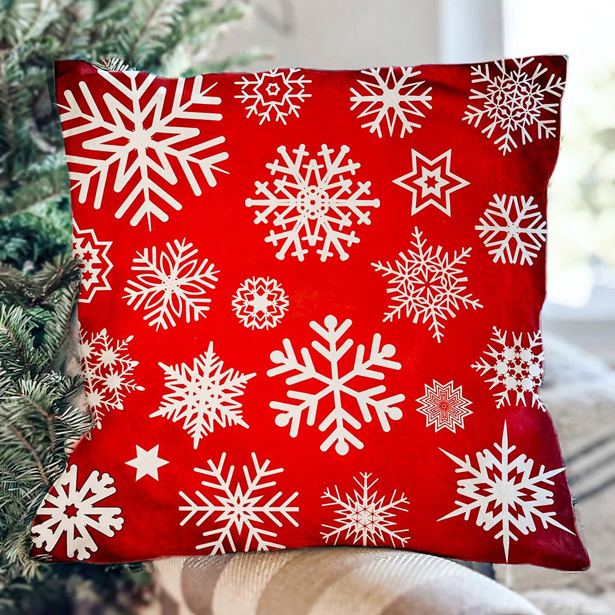 Set of 4 Christmas cushion cover with snowflake pattern 7588078 4